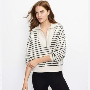 Loft Beige and Black Quarter Zip